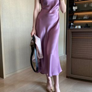 2026 Spring/Summer High-End Acetate Midi Dress 010